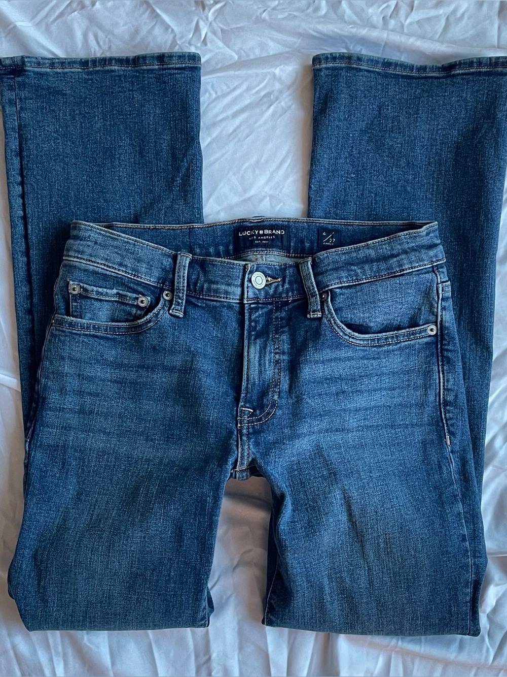 Lucky Brand Jeans Womens 27 Low Rise Bootcut Medium Wash Denim Indie Western Y2K